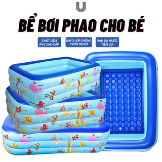 Bể bơi cho bé, hồ bơi trẻ em loại dày hình chữ nhật tặng keo vá 1m2, 1m3, 1m5, 1m8, 2m1 2 tầng, 3 tầng