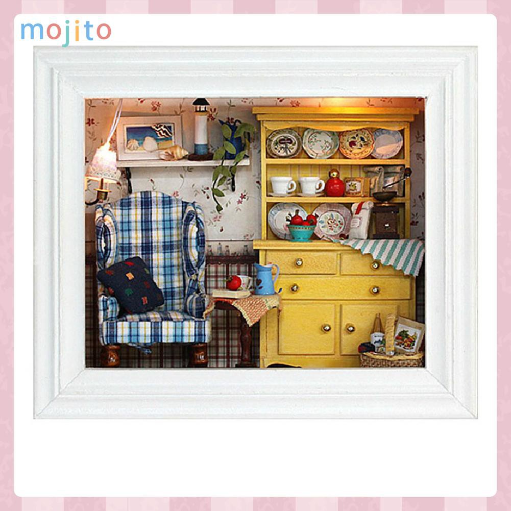 MOJITO 3D DIY Mini Wooden Hut Hanging Photo Frame Midsummer Afternoon Manual Toys