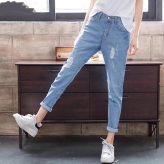 12.12 Quần jean nữ baggy BIGSIZE rách ít tôn dáng, chất liệu dày dặn, phong cách năng động cá tính 2055 !