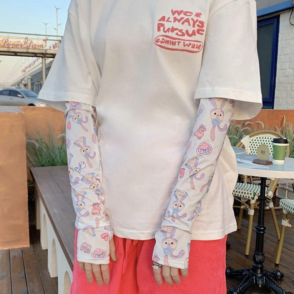 DARNELL Găng Tay Chống Nắng Tia UV In Họa Tiết Hoạt Hình Dễ Thương Xinh Xắn