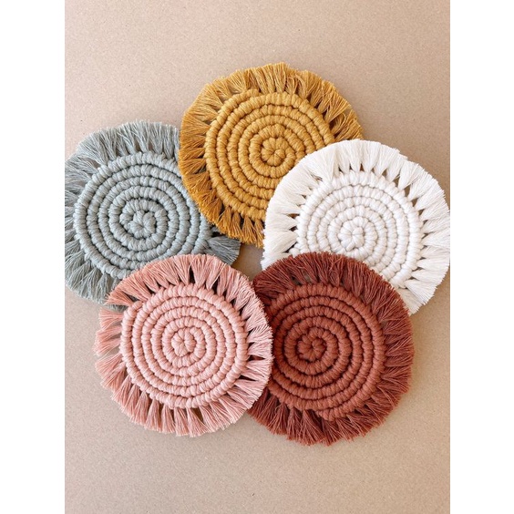 Lót cốc macrame tròn, tấm lót chụp ảnh decor, chụp mẫu nail, đế nến ... phong cách boho, vintage