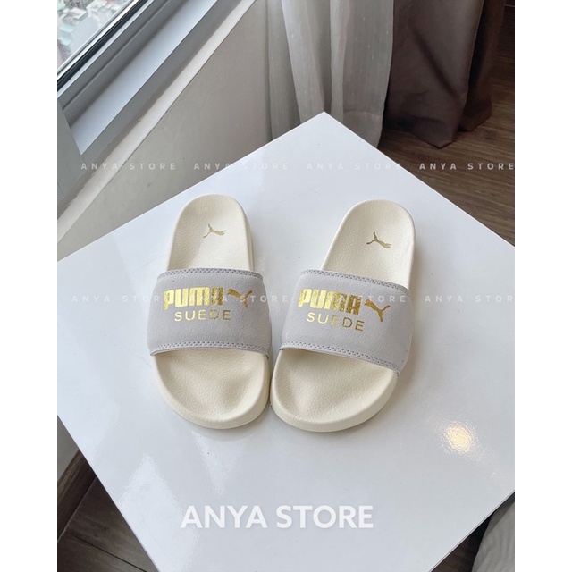 DÉP PU.MA SUEDE MÀU KEM NỮ QUAI NGANG [ Fullbox + Hỗ trợ đổi size ]