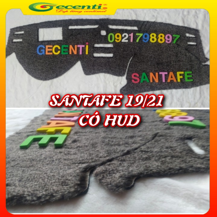 Thảm taplo lông thú cao cấp SANTAFE 19/21 có HUD-GECENTI