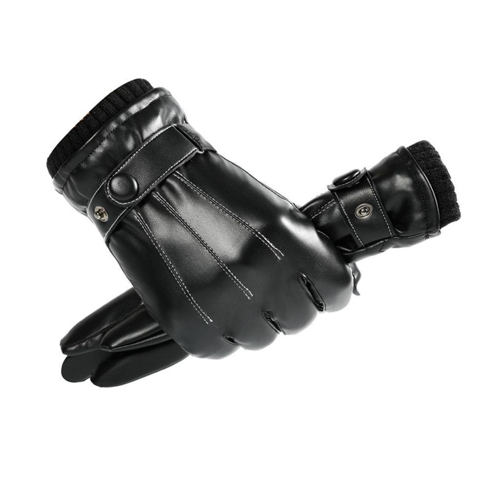 Găng Tay Nam Da PU Ngắn Chống Nước Giữ Ấm Mùa Đông WMES15H