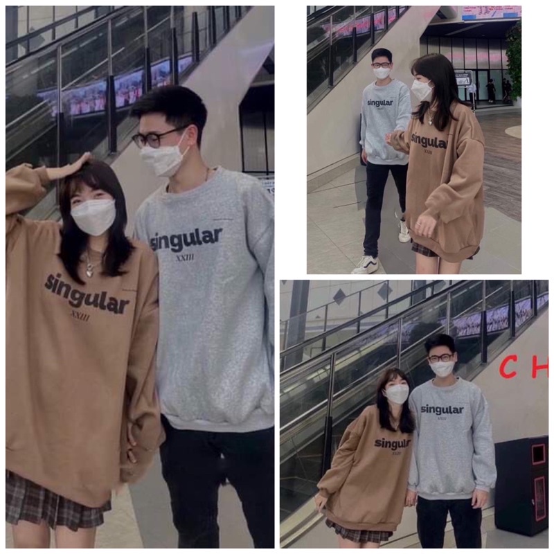 Áo Sweater cổ tròn Sing form rộng UlzzangChất nỉ cotton đẹp Không Bai xù⚡️Áo mùa đông ấm áp Unisex nam nữ