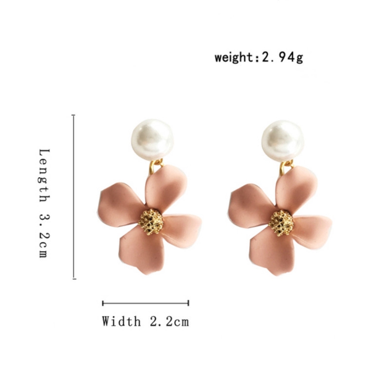 Korean Candy Color Matte Small Flower Pearl Women Earrings Vibrant Fashion Jewellery Accessories