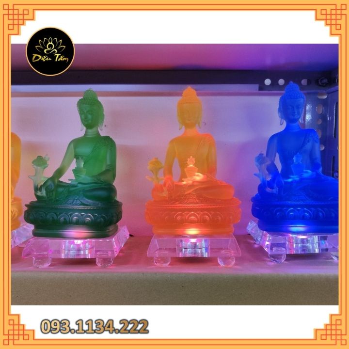 Tượng phật dược sư có đế đèn led đổi màu tương cao 12cm