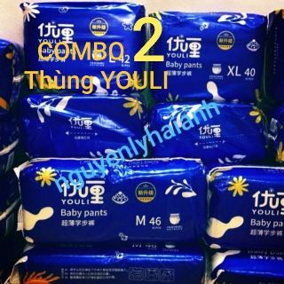[COMBO x2] Thùng Bỉm Youli - Tã Quần Bỉm dán/quần YOULI BABY PANTS Size Mỗi Thùng: S112/M92/L84/XL80.