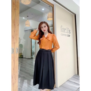 Sơ mi tơ dài tay cổ nơ