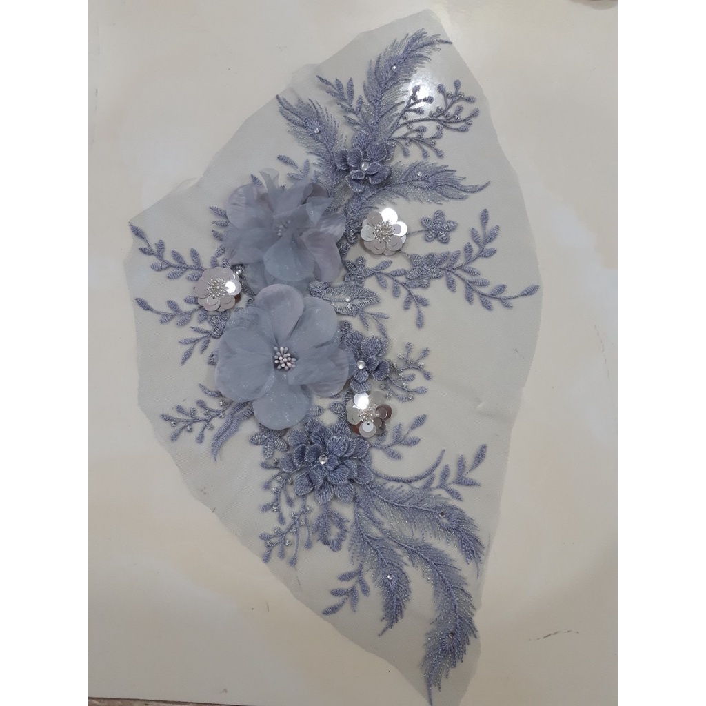 tấm hoa ren chỉ thêu 42cm