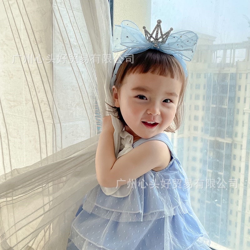 Bờm tóc voan vương miện công chúa phong cách Hàn Quốc đáng yêu cho bé