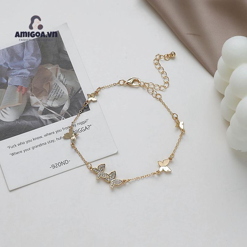 ✨✨Vòng tay titan không gỉ lắc tay titan hình bướm đính kim sa lấp lánh xinh xắn dễ thương ngọt ngào