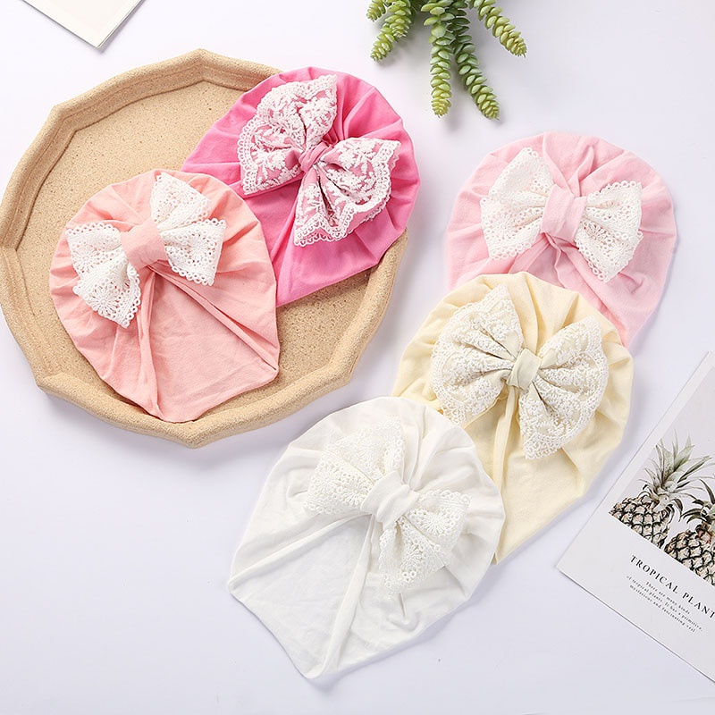 Mũ Cotton Mềm Mại Đính Nơ Ren Thời Trang Ấn Độ Cho Bé Gái