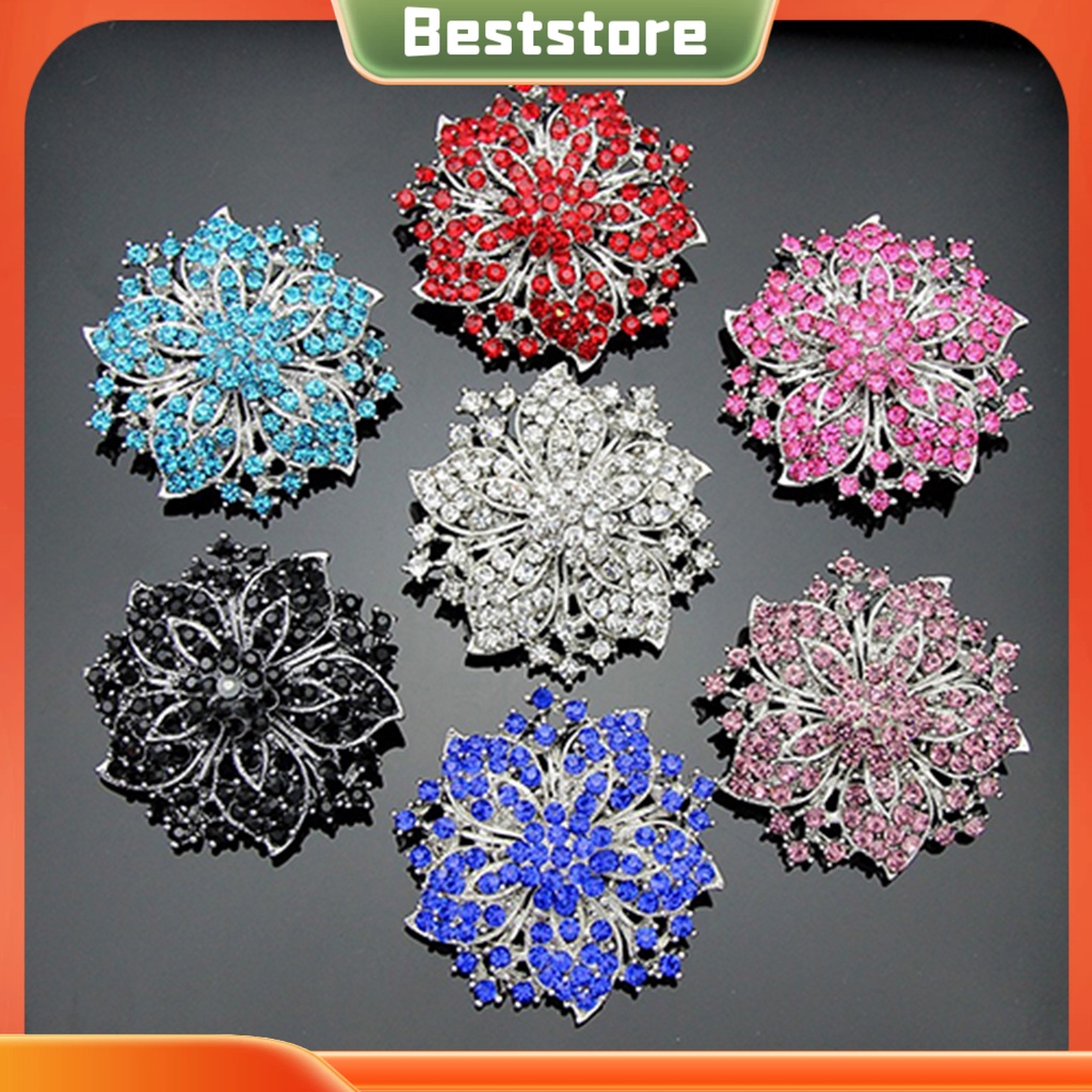 Ghim Cài Áo Mạ Bạc Hình Hoa Đính Đá Sang Trọng Bsm1