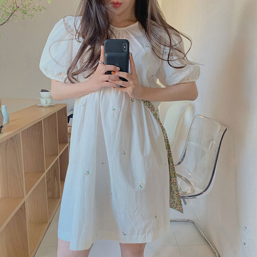 Đầm Mini Cổ Tròn Thêu Hoa Cho Nữ 33979 | BigBuy360 - bigbuy360.vn