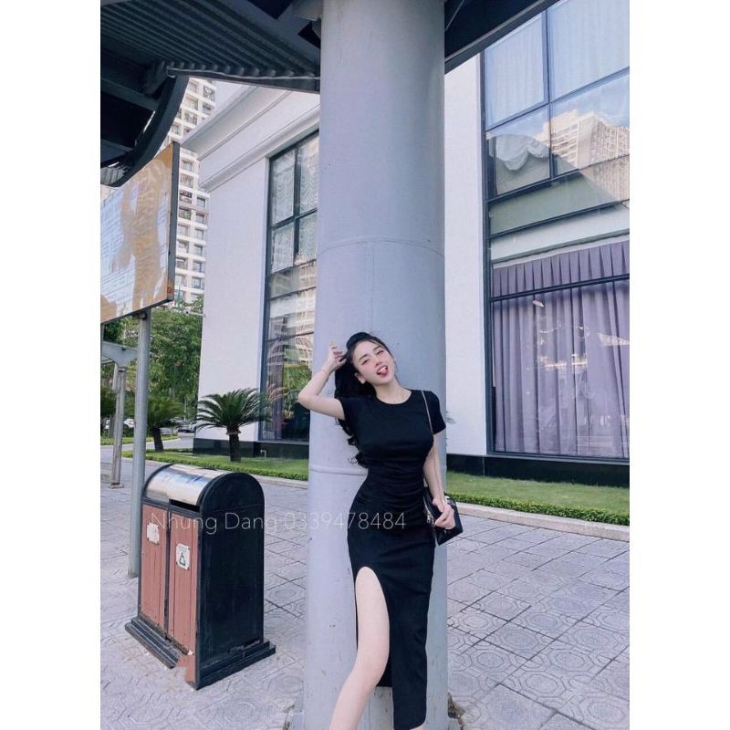 Đầm Thun Borip Ôm Body Tay Ngắn Dáng Dài Maxi Xẻ Tà Siêu Sexy | BigBuy360 - bigbuy360.vn