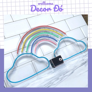 Đèn Neon | Cầu Vồng Mây | KT 58x30cm | tặng Miếng Dán , tặng ADAPTER , tặng 1,5m Dây Điện Tàng Hình |