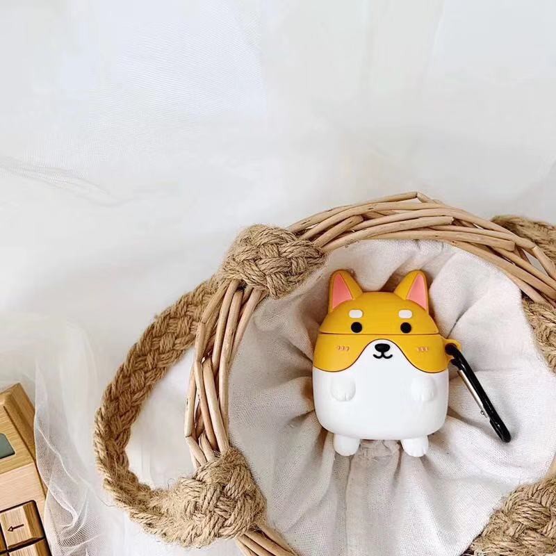 Vỏ silicone bảo vệ hộp đựng tai nghe Airpods họa tiết chó corgi và shiba