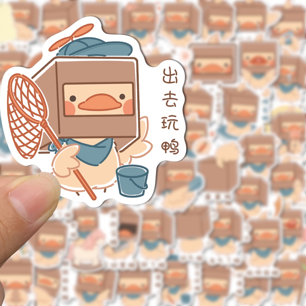 Bộ 50 Miếng Dán Trang Trí Laptop / Điện Thoại Hình Vịt Hoạt Hình Chống Thấm Nước