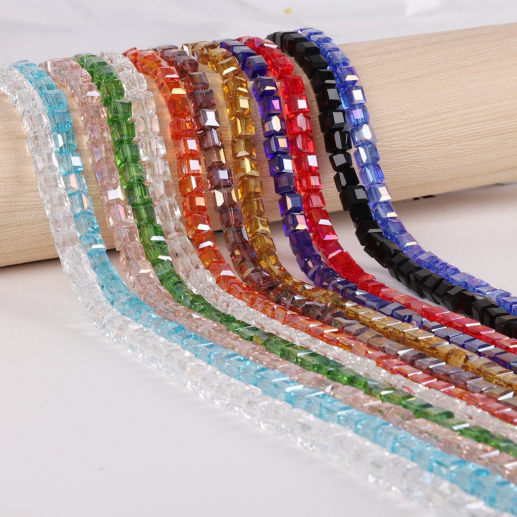 Set 50 Hạt Thủy Tinh Vuông 6mm Tự Làm Trang Sức