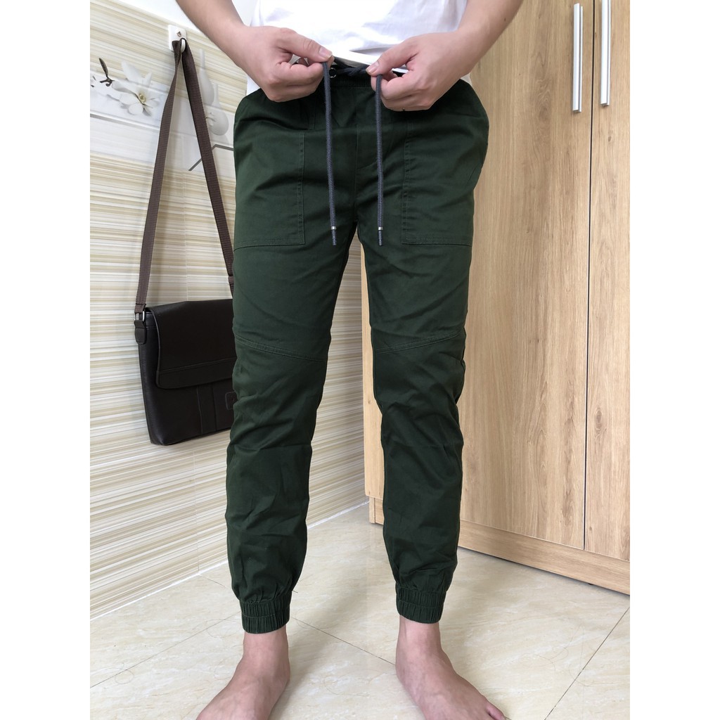 Quần jogger kaki nam nữ xanh rêu cao cấp