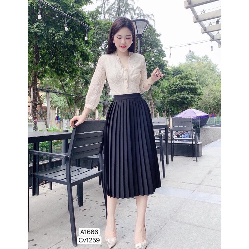 Chân váy xếp ly dáng dài - Váy midi nhẹ nhàng cấp chuẩn mẫu mặc HÀNG LOẠI 1 SX10 | BigBuy360 - bigbuy360.vn