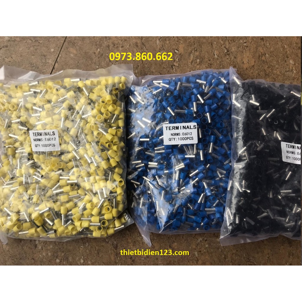 1000 Đầu cos kim rỗng - cos PIN đấu dây điện E0508, E7508, E1008, E1508, E2508, E4009, E6012