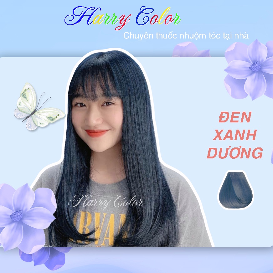 Thuốc nhuộm tóc 💕 FREESHIP >50K 💕 Nhuộm tóc màu Đen xanh dương không tẩy - nhuộm tóc tại nhà + tặng kèm oxy trợ nhuộm