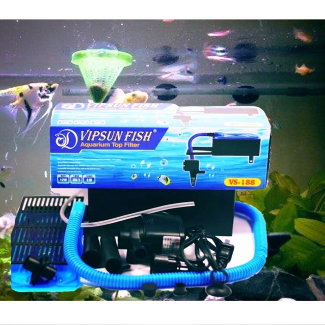 Bộ Máng và Máy Bơm Lọc Nước Hồ Cá Vipsun Fish VS-188 tặng Bông Lọc