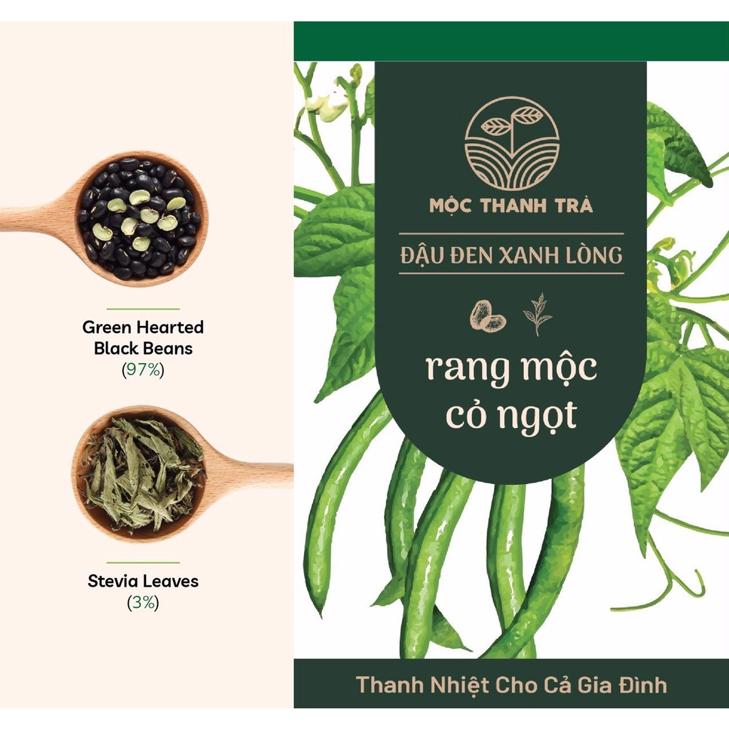 MỘC THANH TRÀ- ĐẬU ĐEN XANH LÒNG RANG MỘC VÀ CỎ NGỌT