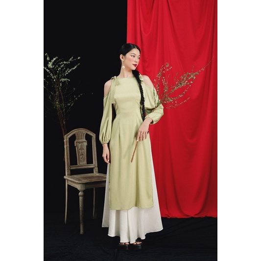 Áo dài MIEU Xuân Phương - HJ01 (Xanh lá)