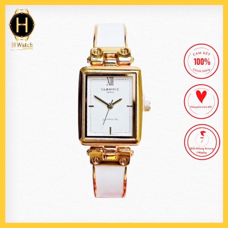 Đồng Hồ Sunrise 344 Máy Pin Lắc Tay Dây Sắt Trắng Chính Hãng