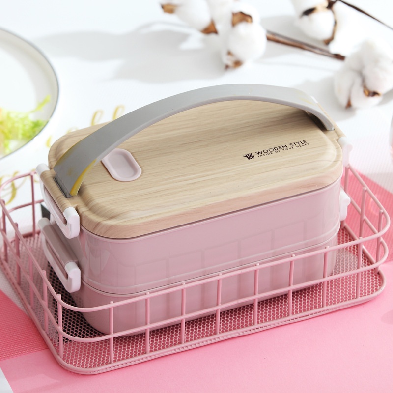Hộp Cơm 2 Tầng Ruột Inox Cao Cấp - Hộp cơm giữ nhiệt văn phòng nhỏ gọn, tiện dụng