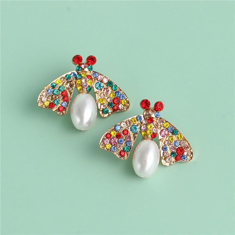 Khuyên tai Pinkdudu PD039 dáng dài hình bướm đính ngọc trai giả thời trang sang trọng cho nữ