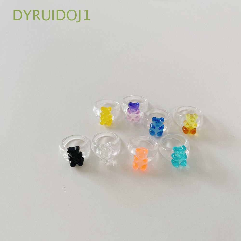 Nhẫn Nhựa Resin Trong Suốt Hình Gấu 2021 Phong Cách Hàn Quốc Thời Trang Cho Nữ