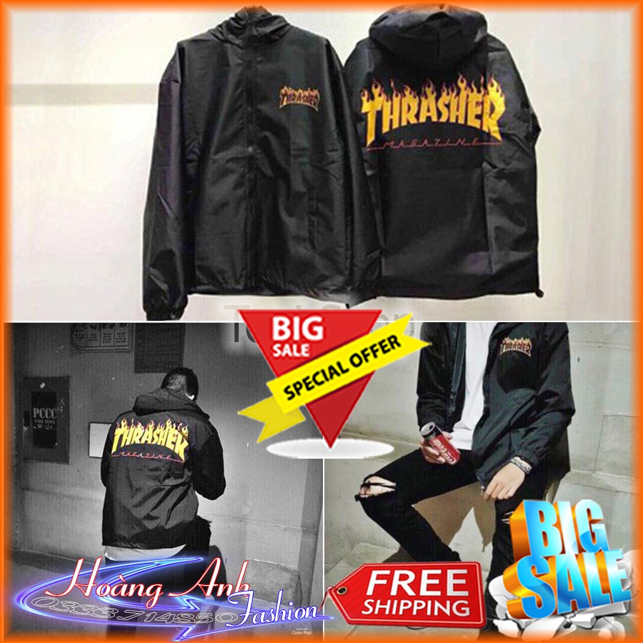FREESHIP_ ÁO KHOÁC DÙ M12 Thrasher Lửa [Kèm Ảnh Thật]