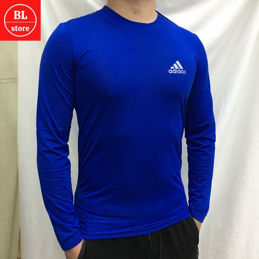 Áo thun nam tập gym body cổ tròn, Áo giữ nhiệt nam dài tay đá bóng