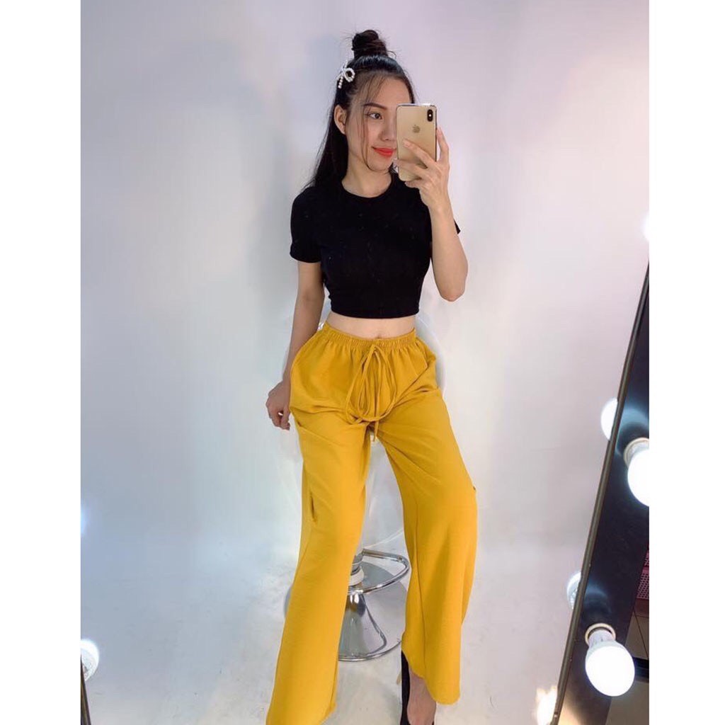 [Ảnh thật] Áo Croptop Cổ Tròn Ôm Body