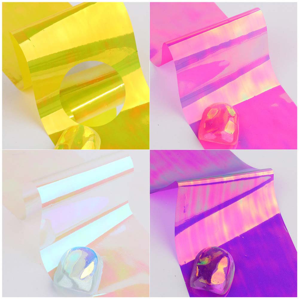 Miếng Dán Trang Trí Móng Tay Nghệ Thuật Chuyển Đổi Lá Kính Laser Lấp Lánh DIY 8 Màu Sắc