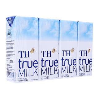 4 Hộp Sữa Tươi Tiệt Trùng TH True Milk Hương Dâu Hộp 1́80ml