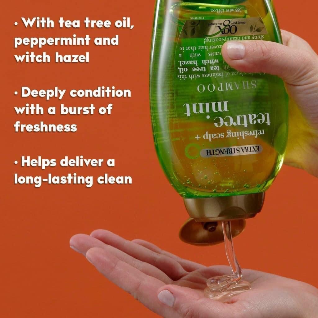Dầu gội & xả Ogx Extra Strength Refreshing Scalp + Tea Tree Mint - Mỹ