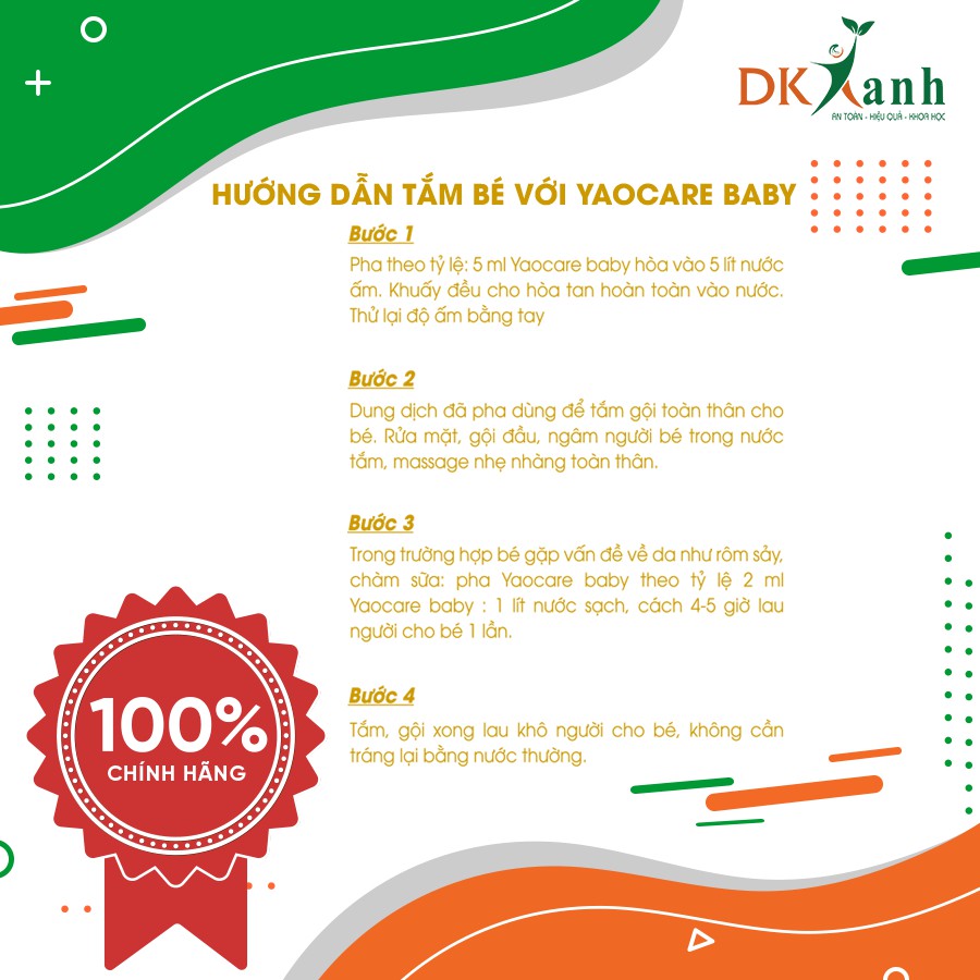 [7 TẶNG 1 - CÓ TEM TÍCH ĐIỂM - HÀNG CHÍNH HÃNG] ] Nước tắm gội thảo dược Yaocare baby cho bé chuẩn Đại học Dược Hà Nội