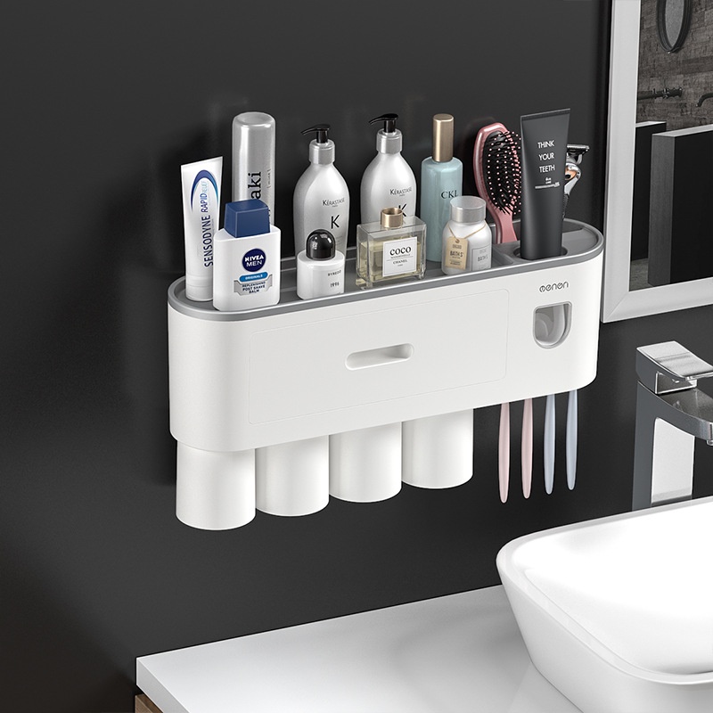 Bộ nhả kem đánh răng tự động OENON cao cấp, Kệ nhà tắm dán tường đa năng tiện lợi cho gia đình DỤNG KAIA-STORE