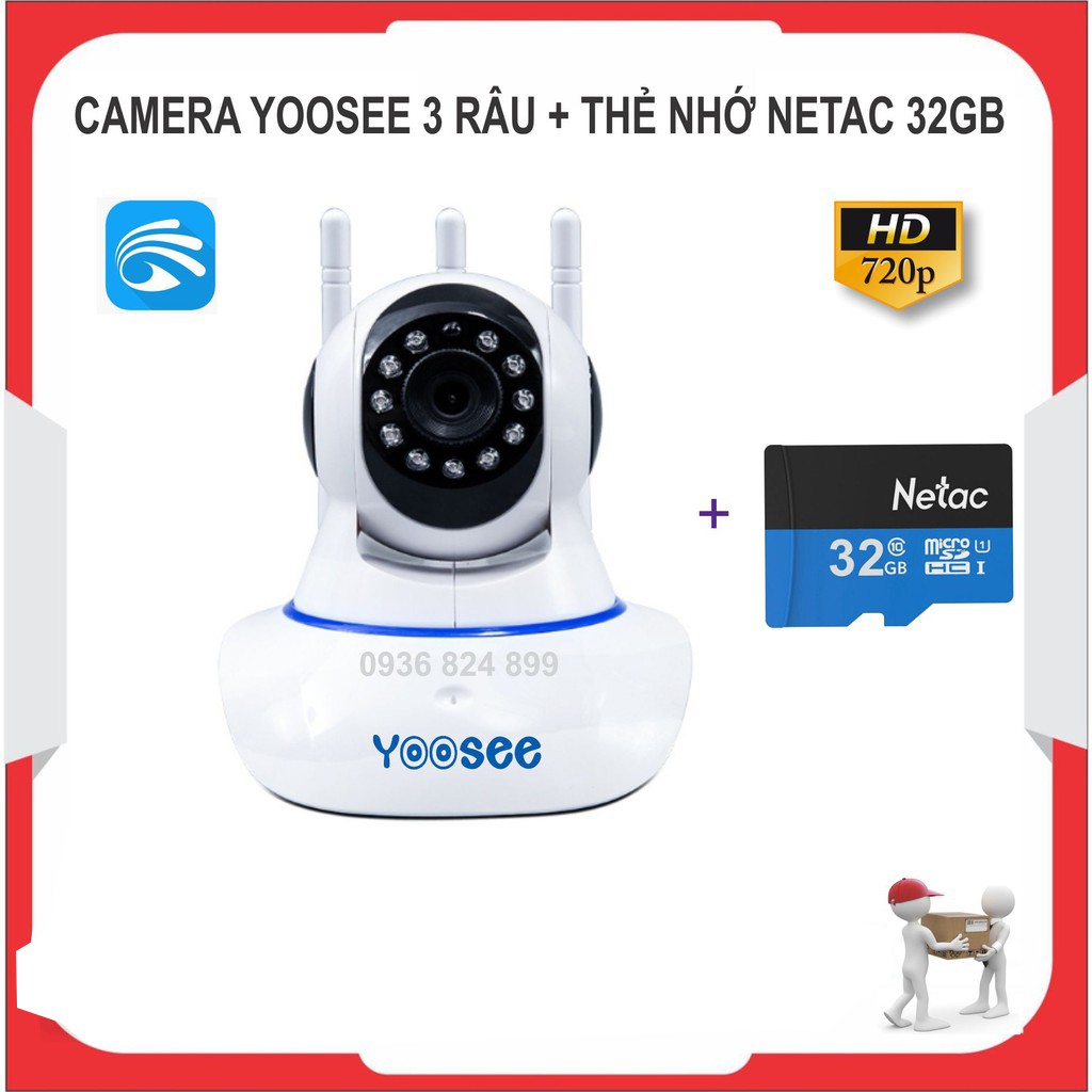 Camera Yoosee 3 Anten IP wifi HD720 + Tặng kèm thẻ nhớ 32 GB Netac LKGD NTA | BigBuy360 - bigbuy360.vn