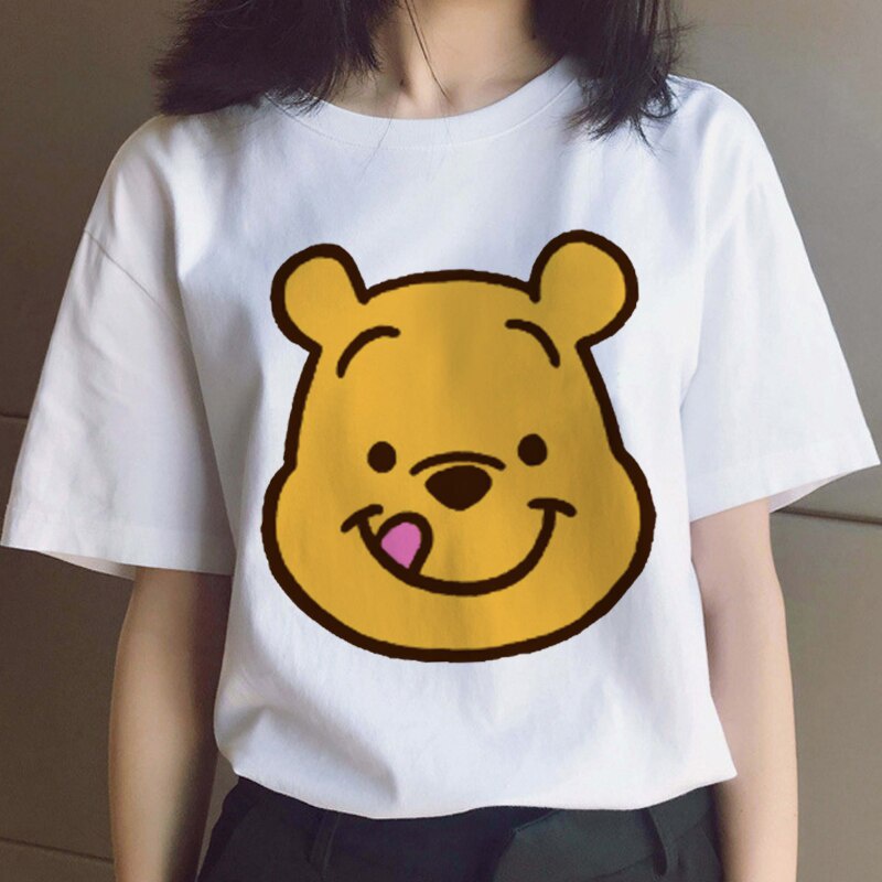 Winnie The Pooh Gấu Hoạt Hình Vui Nhộn Kawaii Người Phụ Nữ Áo Bông Tai Kẹp Dạo Phố Disney Áo Thun Anime Dễ Thương Đồ Họa Áo Thun Hàn Quốc Top Tee