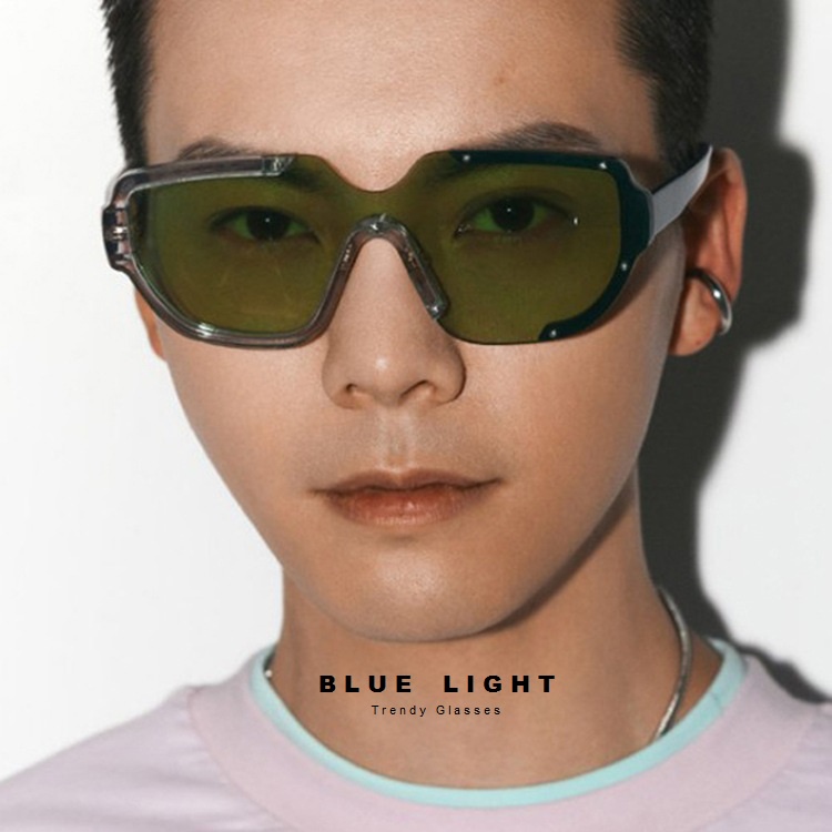 Kính Râm, Kính Mát Nam Nữ Độc Lạ Mắt To Cá Tính Mắt Vàng, Xanh Ngọc - BLUE LIGHT
