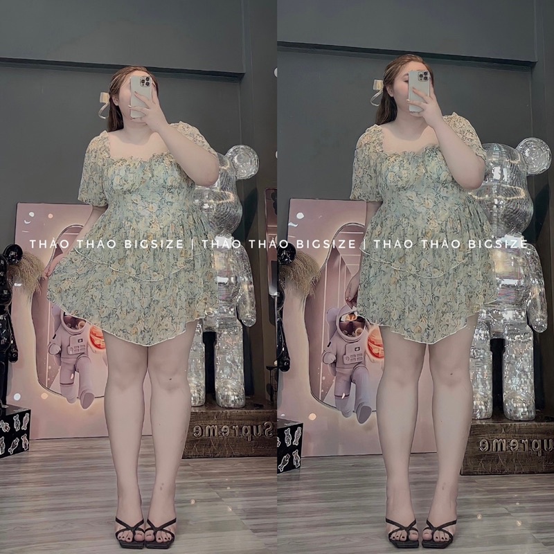 Đầm hoa voan xanh  - MÚP BIGSIZE 60-100KG