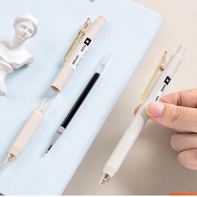 Bút bi văn phòng Deli Nusign mực gel đen cao cấp 0.5mm mực đều nét 4 màu tiêu đề sổ tay bullet journal NS568