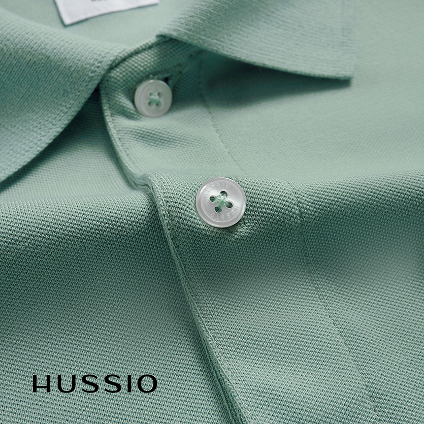 Áo polo nam trơn HUSSIO classic vải cá sấu tay ngắn trẻ trung | BigBuy360 - bigbuy360.vn