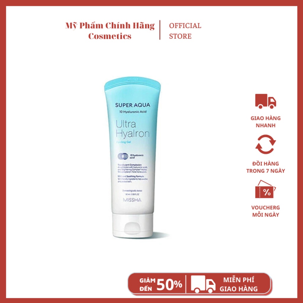 Tẩy Da Chết Missha Super Aqua Ultra Hyalron Peeling Gel 100ml mẫu mới giúp da mềm mịn và trắng sáng